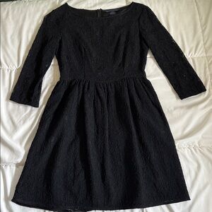 French Connection Black Lace 3/4 Sleeve Scoop Neck Dress